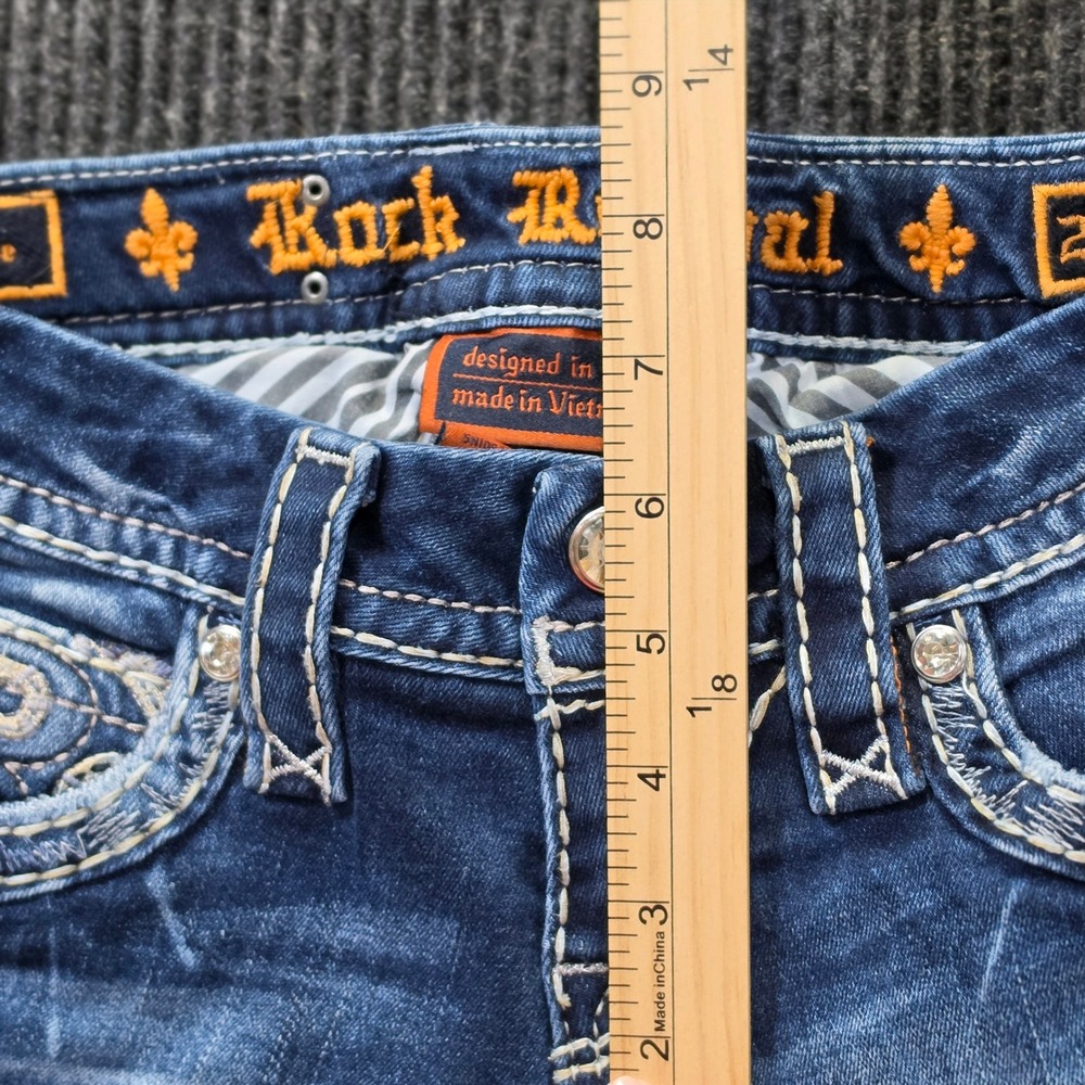 Rock Revival Ankle Skinny Jeans Womens 23 Blue Excellent Sundee Distressed - Picture 15 of 16